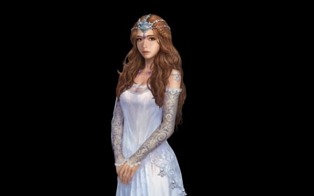 Princess - white, princess, girl, muel kim, black, fantasy