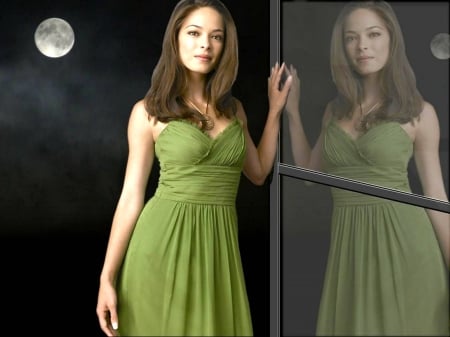 Kristin Kreuk - moon, beautiful, hot, dress, reflection, actress, Kristin Kreuk, model, Kreuk, 2019, Kristin, wallpaper