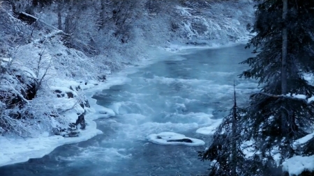 Frozen River - ice, cold, winter, water, river and streams