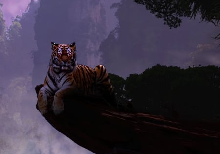 Tiger - fantasy, scott richard, tigru, night, tiger, luminos