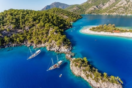 Beautiful View - greenery, hills, Forest, sea, ships, mountains