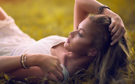 Beauty - profile, summer, woman, model, girl, face, vara