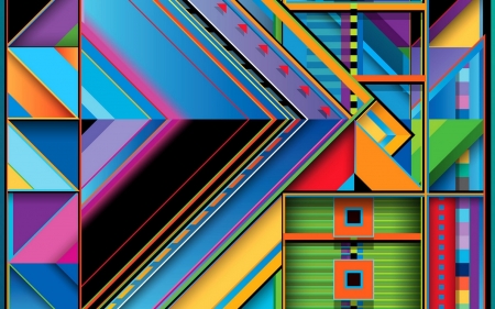 Colorful Stripes and Polygons - abstract, polygons, vector, colors, stripes