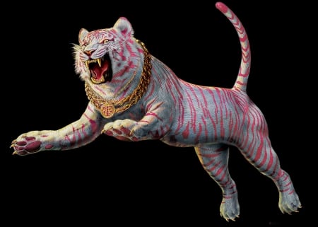 Tiger - black, fantasy, white, adrian chesterman, tigru, tiger, pink