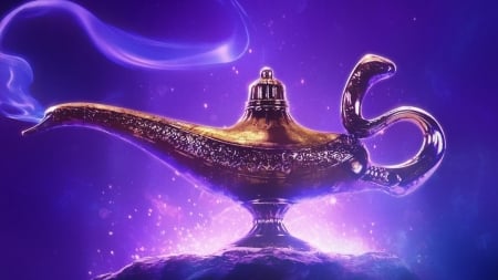 Aladdin 2019 - fantasy, poster, purple, lamp, disney, aladdin