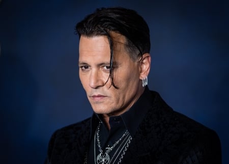 Johnny Depp - black, actor, blue, Johnny Depp, man, jewel