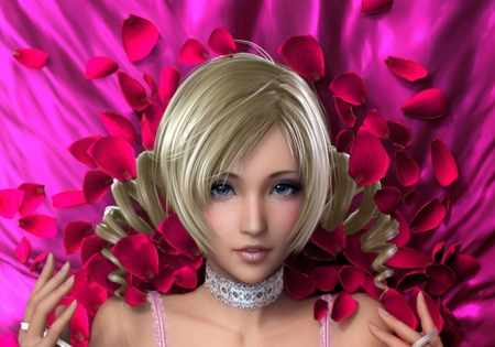 Catherine - face, fantasy, pink, petals, catherine, girl, znz 89