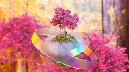 â™¥ - luminos, thebakaarts, pink, tree, fantasy