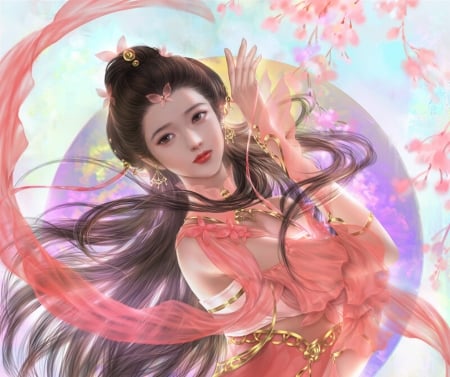 Fantasy girl - yankong bu, girl, luminos, pink, frumusete, asian, fantasy