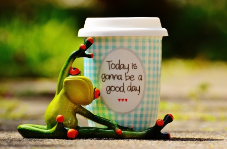 :) - funny, green, figurine, card, broasca, yoga, cup, frog