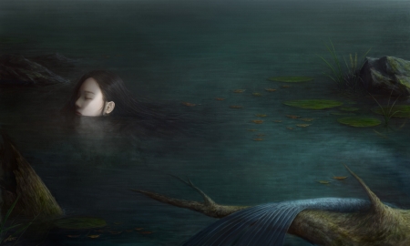 Mermaid - vara, girl, water, summer, fantasy, art, luminos, mermaid, siren, jinwoopark