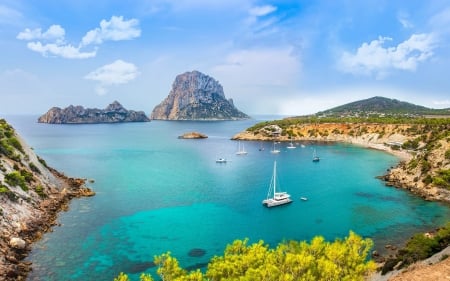 Ibiza, Spain - spain, yacht, island, landscape