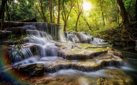 Waterfall in Thailand - Asia, waterfall, sunshine, park, Thailand