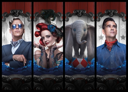 Dumbo 2019 - fantasy, collage, movie, Eva Green, dumbo, Michael Keaton, disney, Colin Farrell