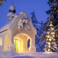 Small Church In The Snowy Forest