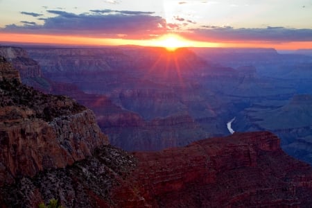 Wonderful Grand Canyon Sunset - clouds, grand canyon, sunset, nature, beauty, rocks, sky