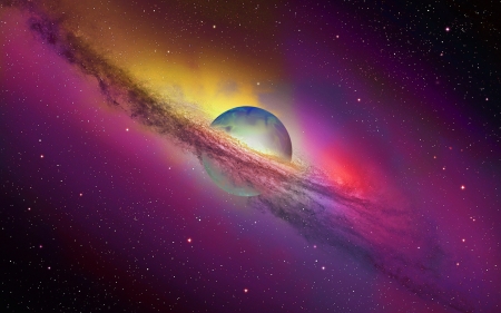 â™¥ - blue, cosmos, fantasy, luminos, pink, planet, space, yellow