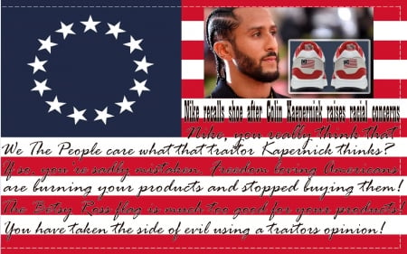 Nike Keeps Sinking . . - traitor, freedom, racists, hate