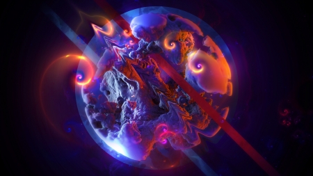 Planet - abstract, blue, colorful, cosmos, fantasy, luminos, orange, pink, planet, space, stu ballinger