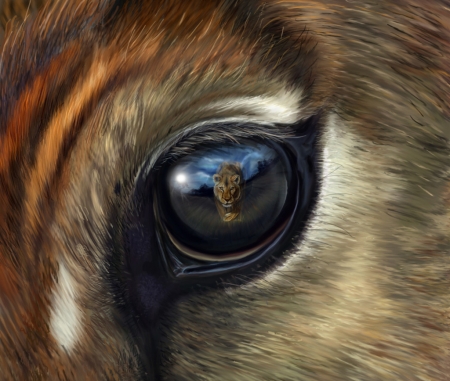 Fear - antelope, art, eye, fantasy, fear, lion, luminos, psychopomp16, skin, texture