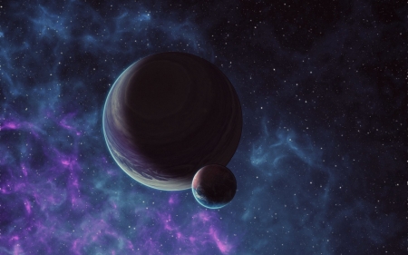 Space - blue, cosmos, fantasy, luminos, pink, planet, purple, soshnikov dmitry, space