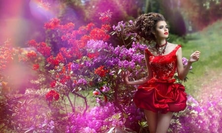 Fashion Model in a Red Dress