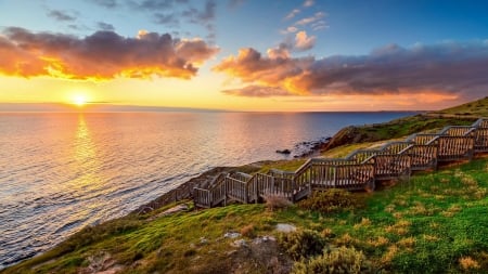 SUNSET EVENING - clouds, sunset, nature, beaches, splendor, landscape, mountains