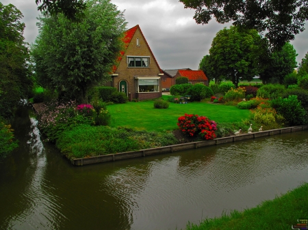 â™¥ - architecture, flowers, houses, netherlands, rivers