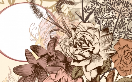 Texture - brown, flower, paper, pattern, retro, texture, vintage