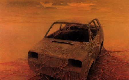 Barren Car - car, destroyed, old