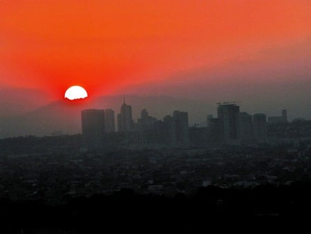 Pasig Skyline and Sunset - sunset, orange, skyline