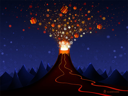 Xmas Volcano - 3d and g, abstract