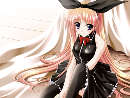 Kuroi - girl, female, anime, longhair, blond, cute, black