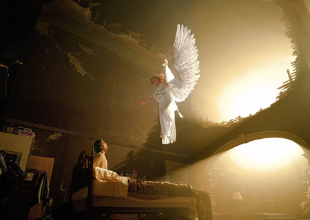 Angels in America - bed, visitation, person, winged, vision, wings, angel, man