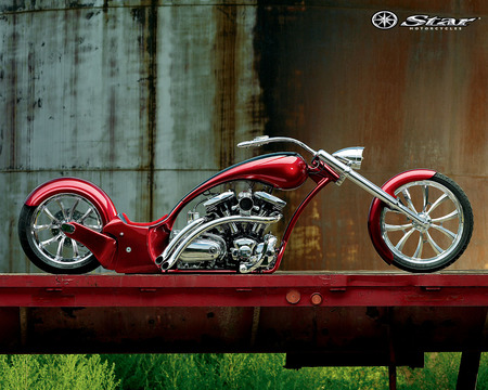 Yamaha - star motorcyles, custom, yamaha, red