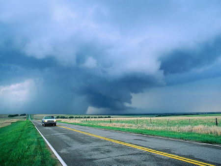 Riders on the Storm - storm, highway, car, auto, vehicle