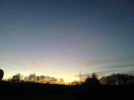 Sun is burning the trees - pink clouds, sunset, trees, germany