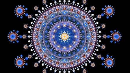 Abstract - blue, black, abstract, mandala, texture, jenny campbell