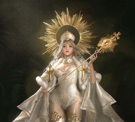 Goddess - fantasy, girl, sangsoo jeong, glden, goddess