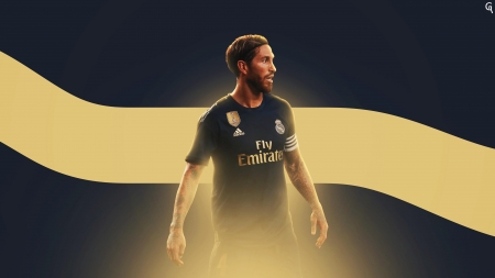 Sergio Ramos - captain, sergio ramos, real madrid, black, spanish, football, sport, soccer, golden