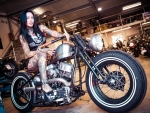 Tattoo Model on a Motorcycle