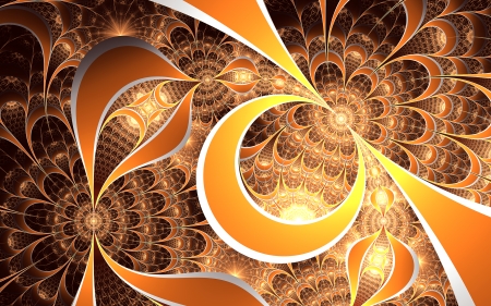 Sunburst - abstract, digital art, sunburst, orange, fractal