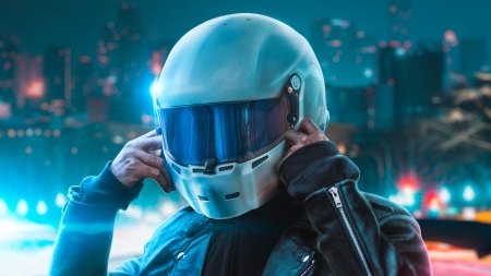 :-) - blue, fantasy, man, helmet, luminos, guy