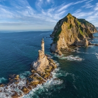 Lighthouse on a Small Rock Island