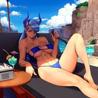 Sexy Demonette on the beach