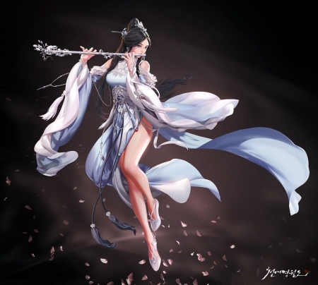 Fantasy girl - seunghee lee, flute, instrument, asian, fantasy, girl