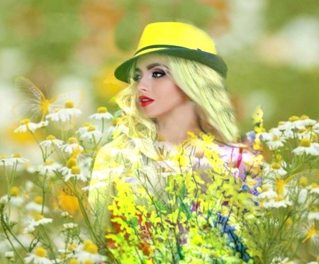 Beautiful Yellow - vibrant, vivid, butterflies, the WOW factor, meadow, colorful, Beautiful Yellow, bright, etheral women, bold