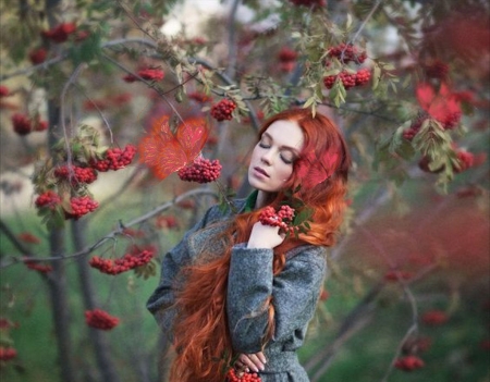 Red Butterfly Girl - vibrant, vivid, blue, butterflies, the WOW factor, grandma gingerbread, colorful, white, red, green, bright, etheral women, Red Butterfly Girl, bold, 2500px