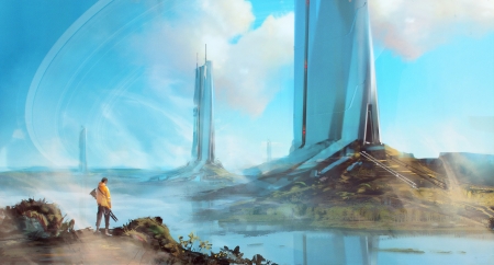 Atmospheric Processing - digital art, futuristic, illustration, painting