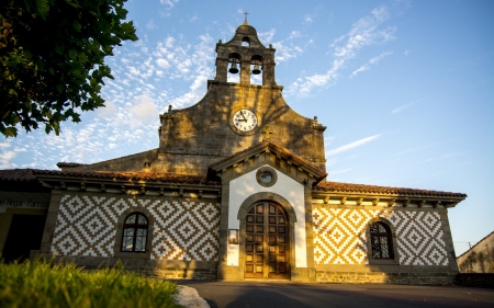 Church in Spain - tower, bells, clock, Spain, church